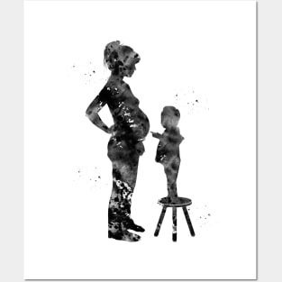 Pregnant mom with son Posters and Art